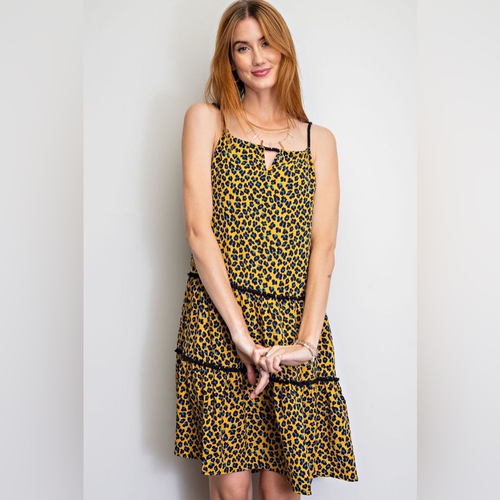Easel Leopard Print Babydoll Dress NWT